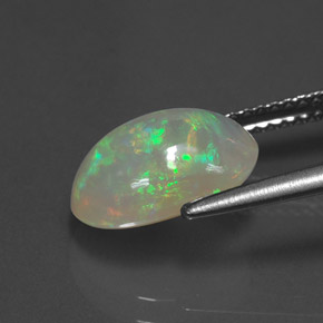 2.09캐럿 천연 멀티컬러 오팔, 투명한, 11.6×8.5 mm, 투명/반투명