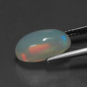 2.51캐럿 천연 멀티컬러 오팔, 투명한, 12.7×7.5 mm, 투명/반투명