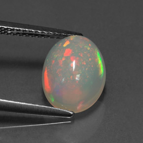 2.34캐럿 천연 멀티컬러 오팔, 투명한, 11.2×8.7 mm, 투명/반투명
