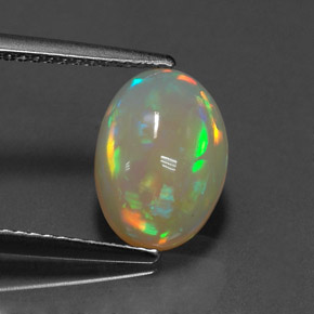 2.10캐럿 천연 멀티컬러 오팔, 투명한, 11.3×8.2 mm, 투명/반투명