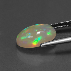 2.10캐럿 천연 멀티컬러 오팔, 투명한, 11.3×8.2 mm, 투명/반투명
