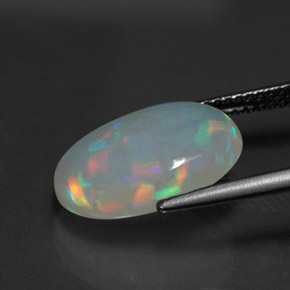 3.97캐럿 천연 멀티컬러 오팔, 타원형 컷, 14.9×10.5 mm, 투명한