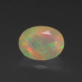 0.87캐럿 천연 멀티컬러 오팔, 투명한, 8.2×6.2 mm, 투명/반투명