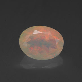 0.89캐럿 천연 멀티컬러 오팔, 투명한, 8×6.2 mm, 투명/반투명