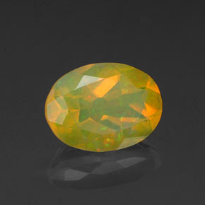 0.98캐럿 천연 멀티컬러 오팔, 타원형 컷, 8.4×6.3 mm, 투명한