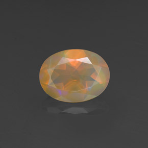 0.88캐럿 천연 멀티컬러 오팔, 타원형 컷, 8.2×6.2 mm, 투명한