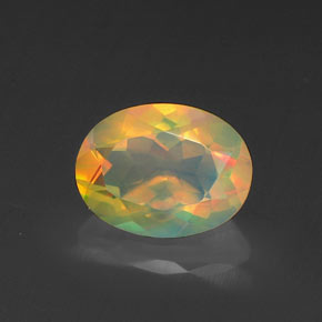 0.95캐럿 천연 멀티컬러 오팔, 타원형 컷, 8.2×6.2 mm, 투명한