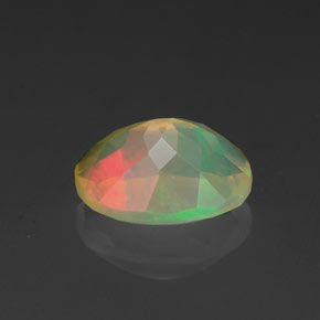 0.95캐럿 천연 멀티컬러 오팔, 타원형 컷, 8.2×6.2 mm, 투명한