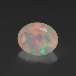 0.83캐럿 천연 멀티컬러 오팔, 투명한, 7.9×6.5 mm, 투명/반투명