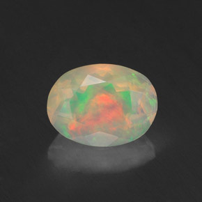 0.96캐럿 천연 멀티컬러 오팔, 투명한, 8.1×6.1 mm, 투명/반투명