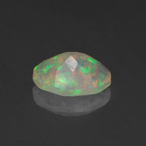 0.74캐럿 천연 멀티컬러 오팔, 타원형 컷, 8×6 mm, 투명한