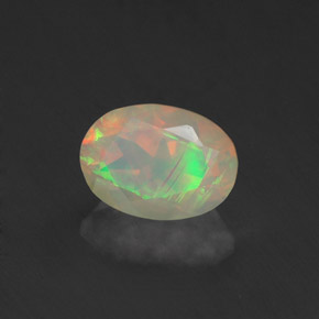 0.67캐럿 천연 멀티컬러 오팔, 투명한, 7.3×5.3 mm, 투명/반투명