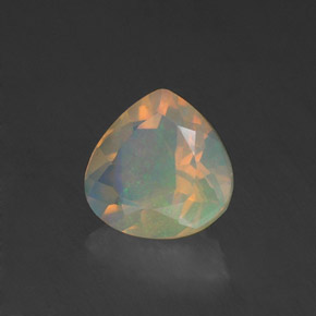 0.84캐럿 천연 멀티컬러 오팔, 배 모양, 7.1×7.1 mm, 투명한