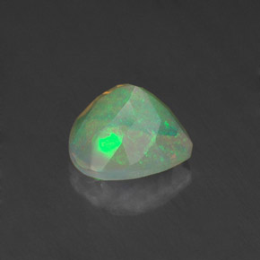 0.84캐럿 천연 멀티컬러 오팔, 배 모양, 7.1×7.1 mm, 투명한
