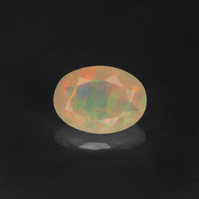 0.50캐럿 천연 멀티컬러 오팔, 투명한, 7×5.1 mm, 투명/반투명