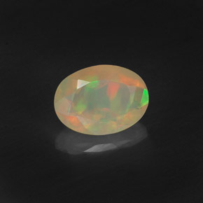 0.50캐럿 천연 멀티컬러 오팔, 투명한, 7×5.1 mm, 투명/반투명