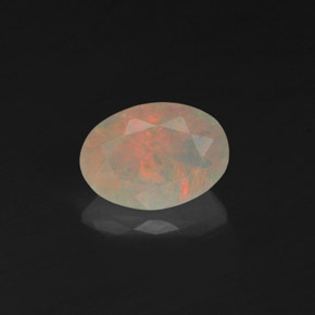 0.49캐럿 천연 멀티컬러 오팔, 투명한, 7.1×5 mm, 투명/반투명
