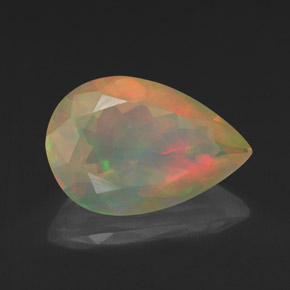 1.84캐럿 천연 멀티컬러 오팔, 배 모양, 12.2×8.1 mm, 투명한