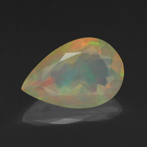 1.84캐럿 천연 멀티컬러 오팔, 배 모양, 12.2×8.1 mm, 투명한