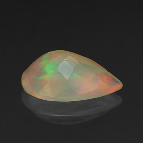 1.84캐럿 천연 멀티컬러 오팔, 배 모양, 12.2×8.1 mm, 투명한