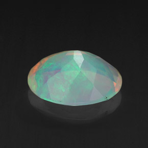 1.75캐럿 천연 멀티컬러 오팔, 타원형 컷, 10.9×8.4 mm, 투명한