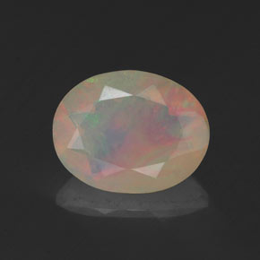 1.13캐럿 천연 멀티컬러 오팔, 투명한, 9×7.1 mm, 투명/반투명