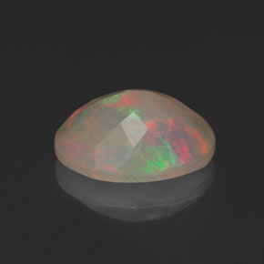 1.13캐럿 천연 멀티컬러 오팔, 투명한, 9×7.1 mm, 투명/반투명