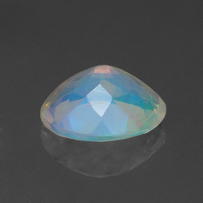 1.28캐럿 천연 멀티컬러 오팔, 타원형 컷, 9.2×7.7 mm, 투명한