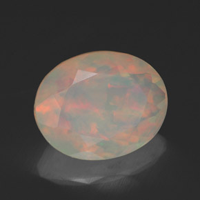 1.46캐럿 천연 멀티컬러 오팔, 투명한, 10×8.1 mm, 투명/반투명