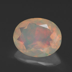 1.54캐럿 천연 멀티컬러 오팔, 타원형 컷, 10×8.1 mm, 투명한