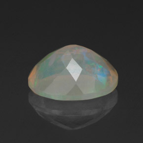 1.34캐럿 천연 멀티컬러 오팔, 타원형 컷, 9.4×7.4 mm, 투명한
