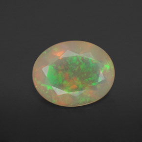 1.37캐럿 천연 멀티컬러 오팔, 투명한, 10×8 mm, 투명/반투명