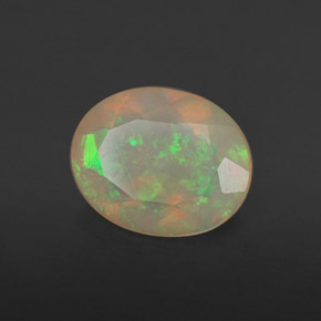 1.37캐럿 천연 멀티컬러 오팔, 투명한, 10×8 mm, 투명/반투명