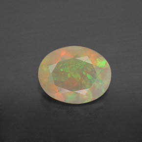 1.10캐럿 천연 멀티컬러 오팔, 투명한, 9×7.1 mm, 투명/반투명