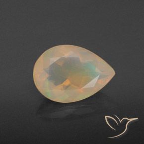 1.26ct 자연스러운 다색 오팔, 배 모양, 투명한