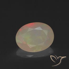 1.14ct 자연스러운 다색 오팔, 타원형, 투명한