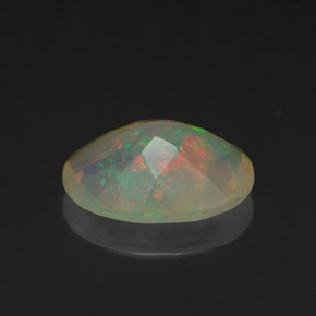 1.25캐럿 천연 멀티컬러 오팔, 타원형 컷, 10×7.4 mm, 투명한