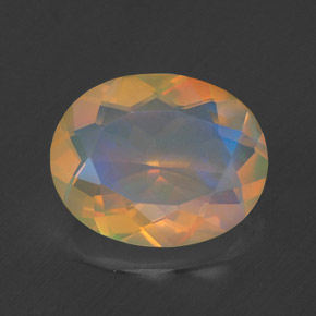 1.59캐럿 천연 멀티컬러 오팔, 타원형 컷, 10.3×8.3 mm, 투명한