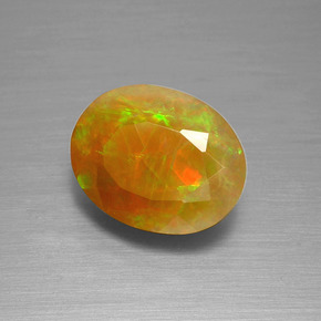 1.51캐럿 천연 멀티컬러 오팔, 타원형 컷, 10.2×8.1 mm, 투명한