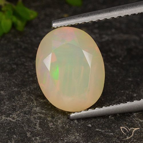 1.96ct 자연스러운 다색 오팔, 타원형, 투명/반투명