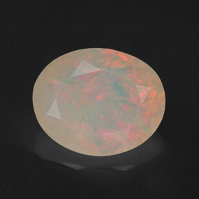 1.57캐럿 천연 멀티컬러 오팔, 투명한, 10×8.1 mm, 투명/반투명