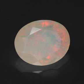1.57캐럿 천연 멀티컬러 오팔, 투명한, 10×8.1 mm, 투명/반투명