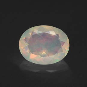 1.22캐럿 천연 멀티컬러 오팔, 타원형 컷, 9.3×7.3 mm, 투명한