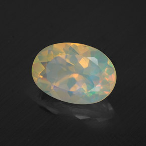 1.26캐럿 천연 멀티컬러 오팔, 타원형 컷, 9.6×6.7 mm, 투명한
