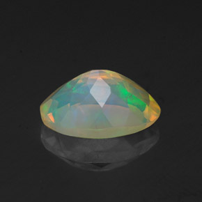 1.26캐럿 천연 멀티컬러 오팔, 타원형 컷, 9.6×6.7 mm, 투명한