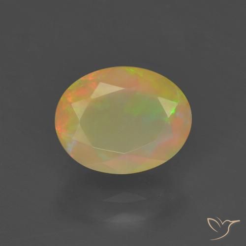 1.30ct 자연스러운 다색 오팔, 타원형, 투명한