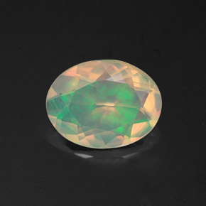 1.10캐럿 천연 멀티컬러 오팔, 타원형 컷, 9.3×7.2 mm, 투명한