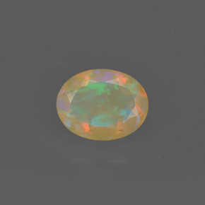 1.05캐럿 천연 멀티컬러 오팔, 타원형 컷, 9.1×7.1 mm, 투명한
