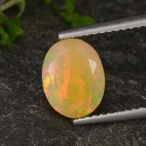 1.46캐럿 천연 멀티컬러 오팔, 타원형 컷, 9.3×7.2 mm, 투명한
