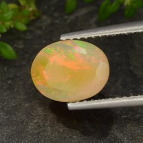 1.46캐럿 천연 멀티컬러 오팔, 타원형 컷, 9.3×7.2 mm, 투명한
